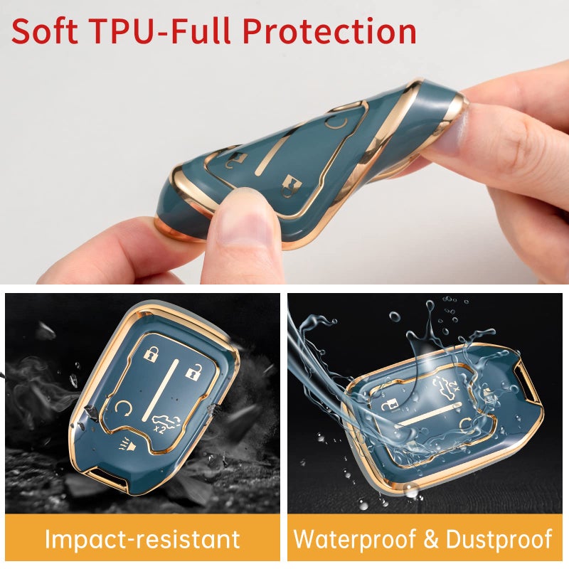 Gematay for GMC Key Fob Cover, Car Key Case Shell Protector for 2019-2022 Chevy Silverado GMC Sierra 1500 2500HD 3500HD, Blue - Image 4