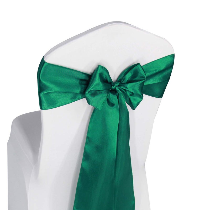 Welmatch Hunter Green Satin Chair Sashes Ties - 12 PCS حفلات الزفاف حفلات الحفلات الحدث أقواس كرسي (Hunter Green 12) - Image 1