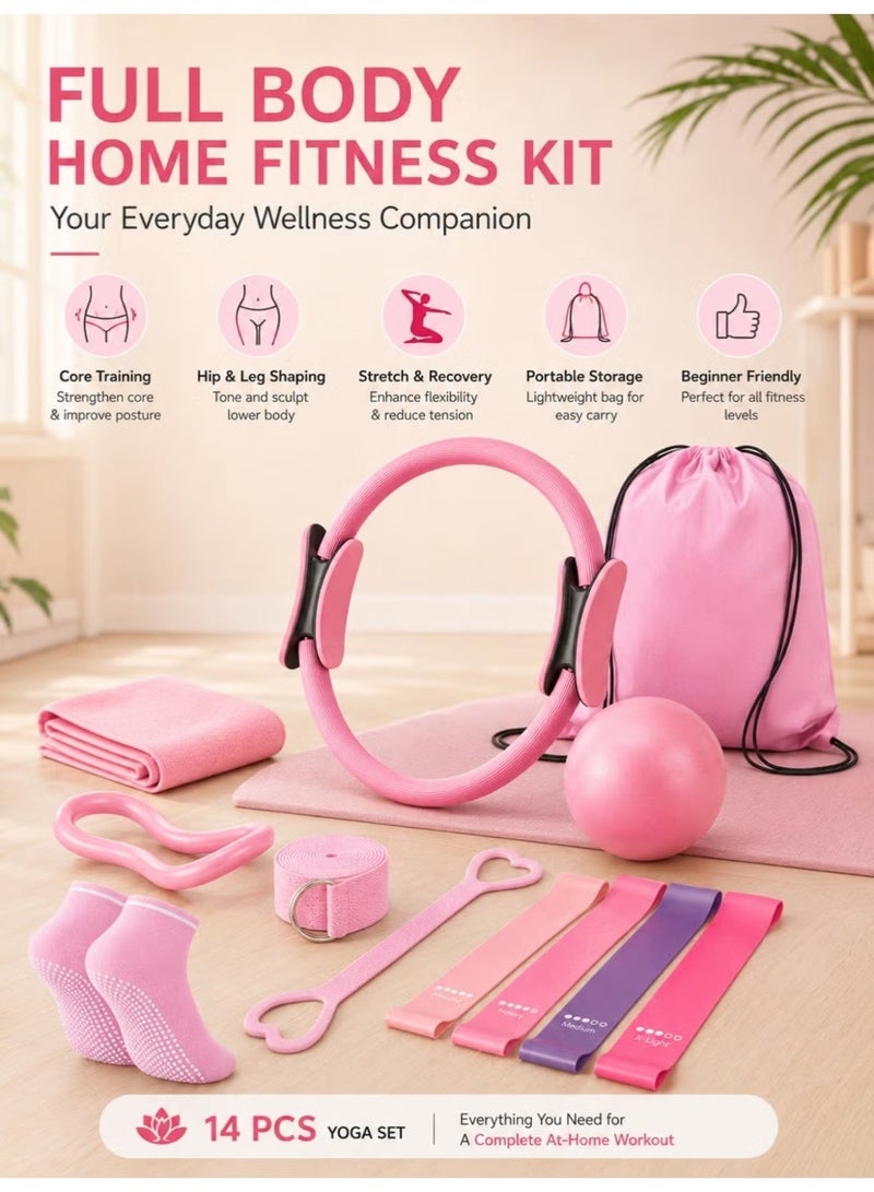 YelaJoy 13-Piece Pilates Essentials Kit , Yoga Fitness Magic Circle, Pilates Equipment, 13 Inch Fitness Ball, Figure 8 Resistance Band, Magic Circle, Accessories For Home Gym Set, Body Shaping, Fitness Gift, Ideal for Beginners Home Workouts - Image 2