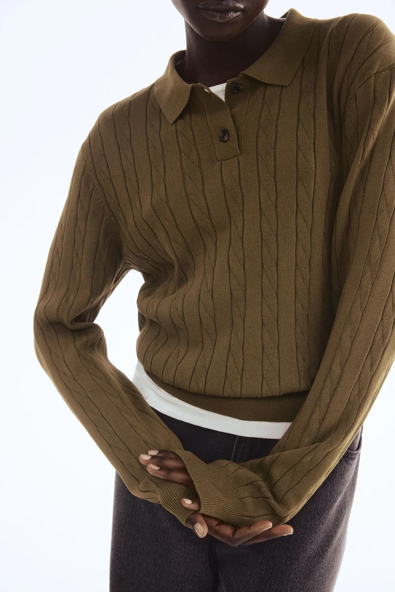 H&M Cable-knit polo shirt