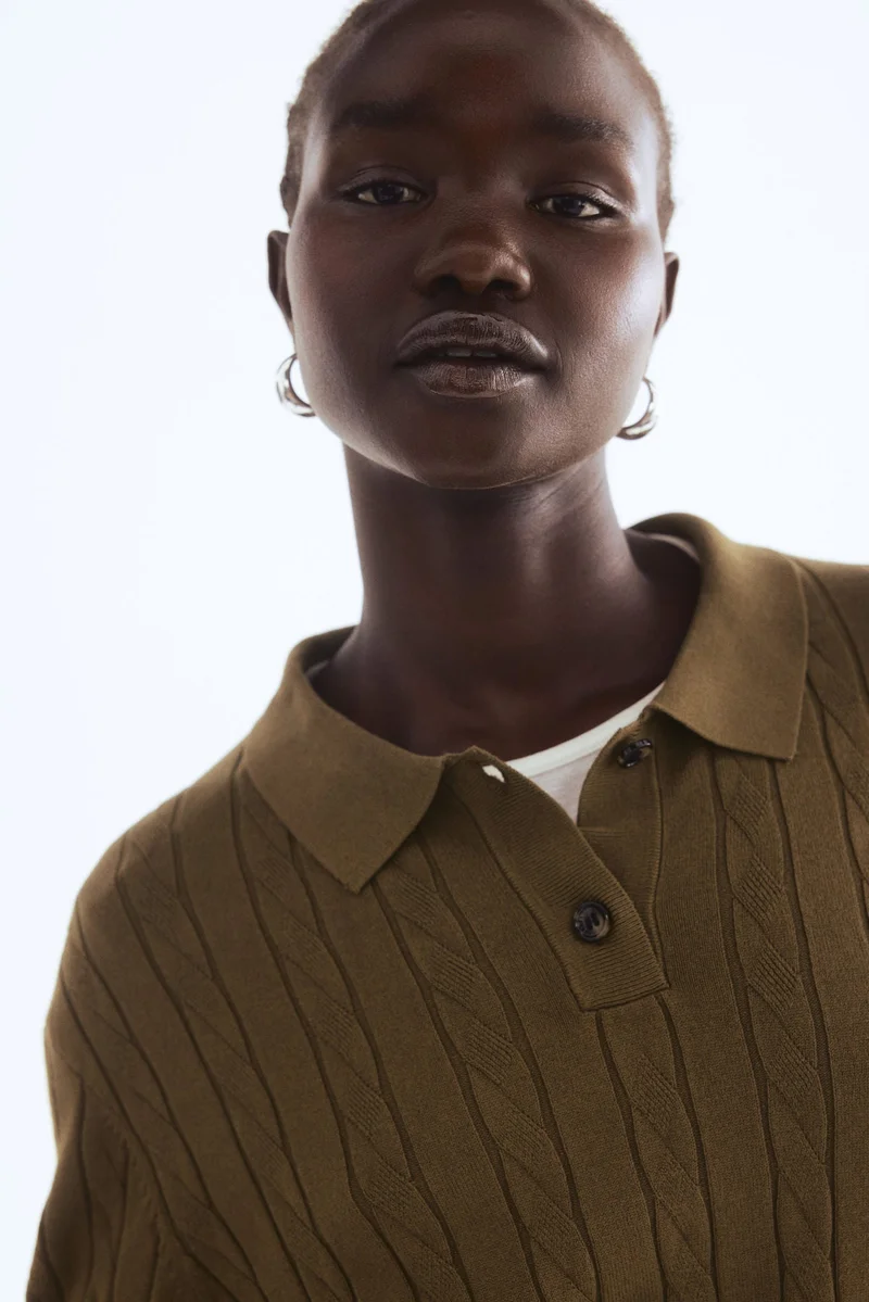 H&M Cable-knit polo shirt
