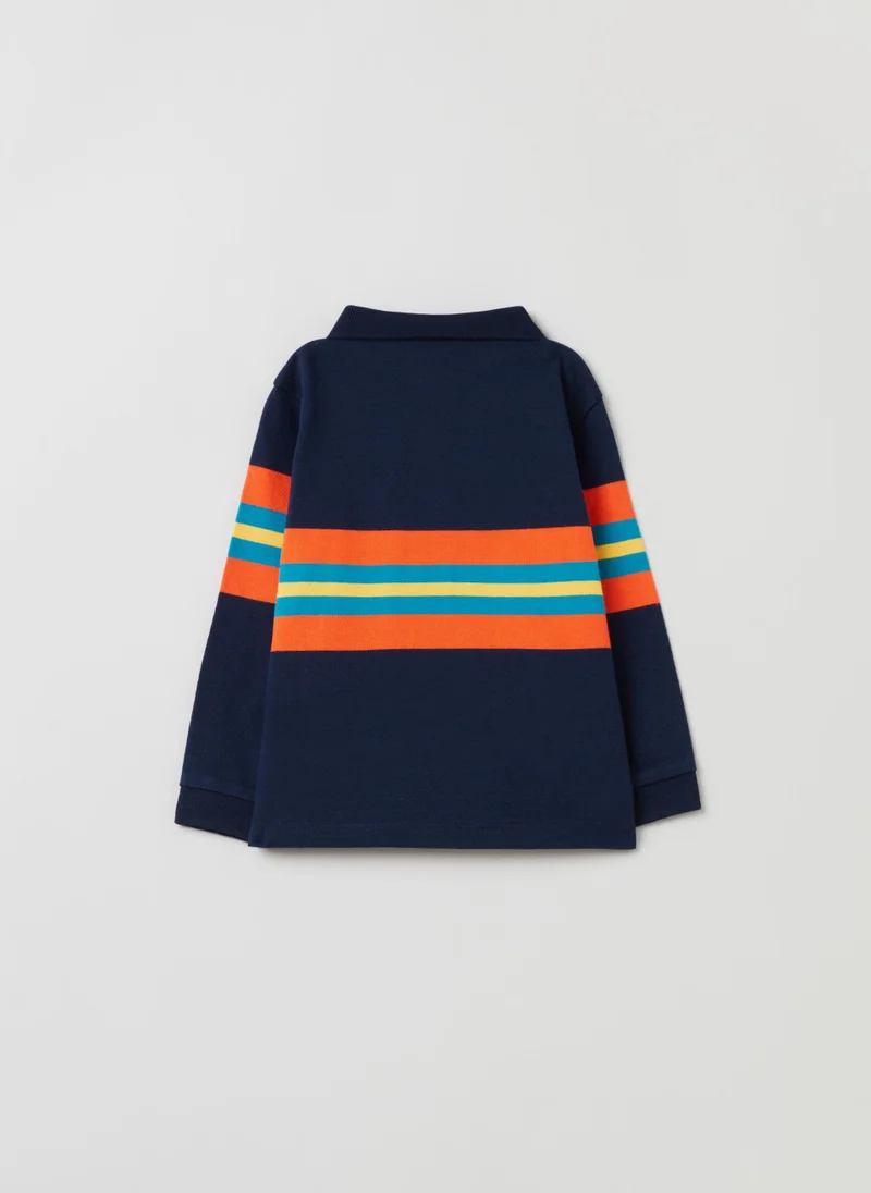 او في اس Long-sleeved polo shirt with stripe print
