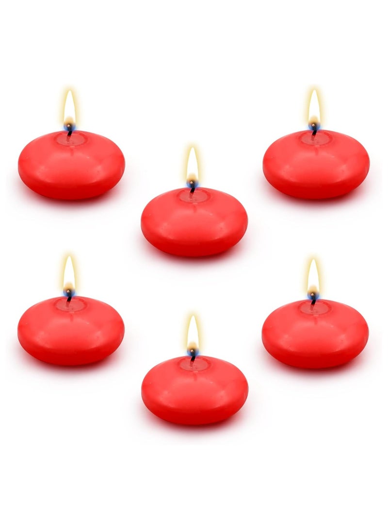 هوم زون 6 قطع من الشموع العائمة، شموع حمراء غير معطرة بدون تنقيط بقطر 1.77 انش، شموع عائمة للمزهريات الاسطوانية وحفلات الزفاف وحفلات حمام السباحة والزفاف والعطلات وديكور المنزل (احمر) - Image 1