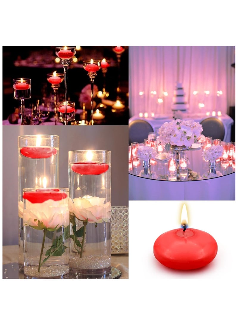 هوم زون 6 قطع من الشموع العائمة، شموع حمراء غير معطرة بدون تنقيط بقطر 1.77 انش، شموع عائمة للمزهريات الاسطوانية وحفلات الزفاف وحفلات حمام السباحة والزفاف والعطلات وديكور المنزل (احمر) - Image 3