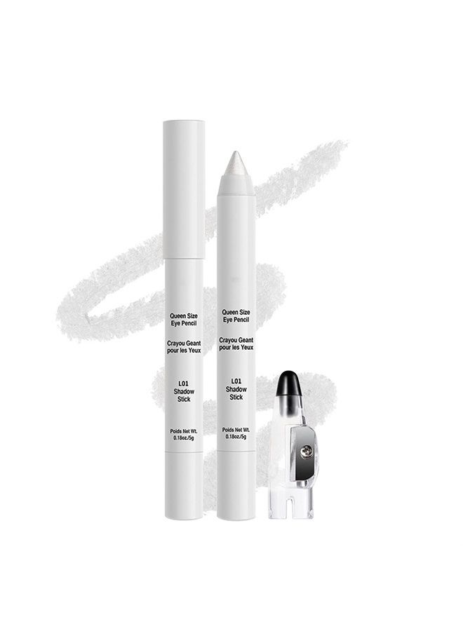Erinde White Eyeshadow Stick, Glitter Shimmer Metallic Eye Shadow Crayon Makeup Pen, Cream Eye Highlighter Brightener Stick, Waterproof, Long Lasting, Highly Pigmented, Save Time (#L01) - Image 1