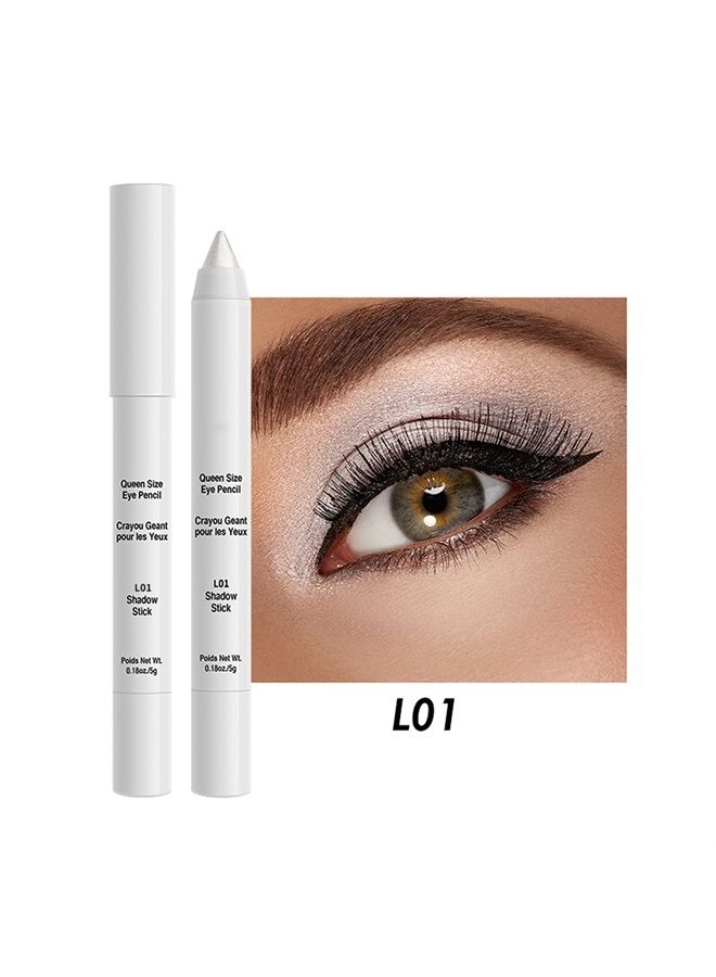Erinde White Eyeshadow Stick, Glitter Shimmer Metallic Eye Shadow Crayon Makeup Pen, Cream Eye Highlighter Brightener Stick, Waterproof, Long Lasting, Highly Pigmented, Save Time (#L01) - Image 2