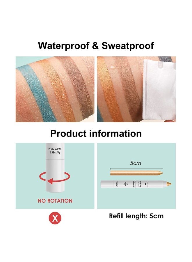 Erinde White Eyeshadow Stick, Glitter Shimmer Metallic Eye Shadow Crayon Makeup Pen, Cream Eye Highlighter Brightener Stick, Waterproof, Long Lasting, Highly Pigmented, Save Time (#L01) - Image 5