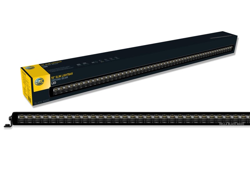 HELLA سلسلة هيللا بلاك ماجيك LED بار ضوء رفيع 50 بوصة - كشاف LED - أداء شعاع عالي للطرق الوعرة لشاحنات البيك أب، ATV، SUV، 4x4، جيب، جرارات / 358176331 - Image 1