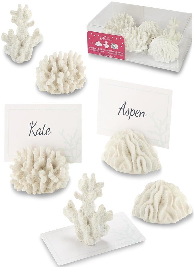 Kate Aspen Seven Seas Coral Place Card Holders - Set of 6 Coastal-Inspired Table Place Cards with Holders - Beach Wedding Decorations - Nautical Table Decor - Wedding Favors for Guests - Image 1