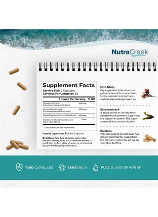 Sea Moss | Irish Sea Moss Capsules with Bladderwrack, Burdock Root & BioPerine for Absorption. Prebiotic & Immune Support | 1 Month of Bladderwrack and Sea Moss Pills - 60 Capsules - pzsku/ZC72BD4B37B5E5E90D55FZ/45/_/1689276131/e74edaf4-5c82-488a-97ad-cac2a8e76b8a
