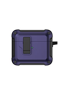 For Apple AirPods4 Protective Case Bluetooth Earphone Cover With Latch Elastic Lid Pro Earphone Shell Multi-Function Universal Style-Color:Purple-Applicable Model:AirPods 4
