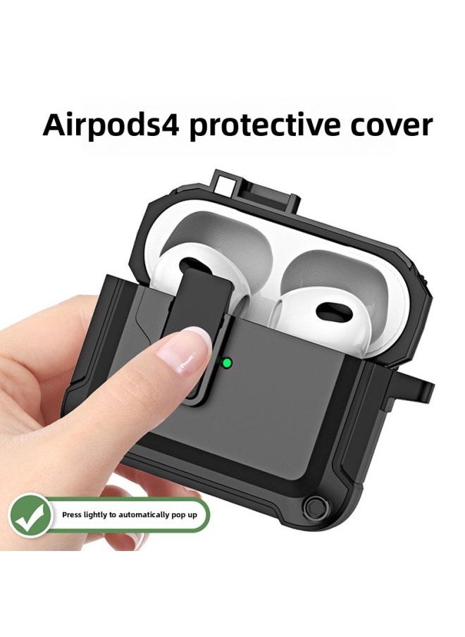 Generic - For Apple AirPods4 Protective Case Bluetooth Earphone Cover With Latch Elastic Lid Pro Earphone Shell Multi-Function Universal Style-Color:Purple-Applicable Model:AirPods 4 - Image 1