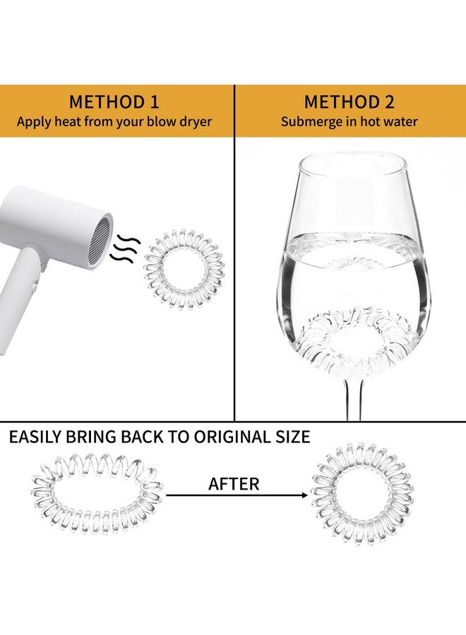 QIUTIMIY 16Pcs Spiral Hair Ties, (Glossy Black&Clear White) Hair Elastic Coils for Women and Girls, Waterproof Phone Cord Hair Scrunchies Accessories Bands for Ponytails and Updos - Image 5