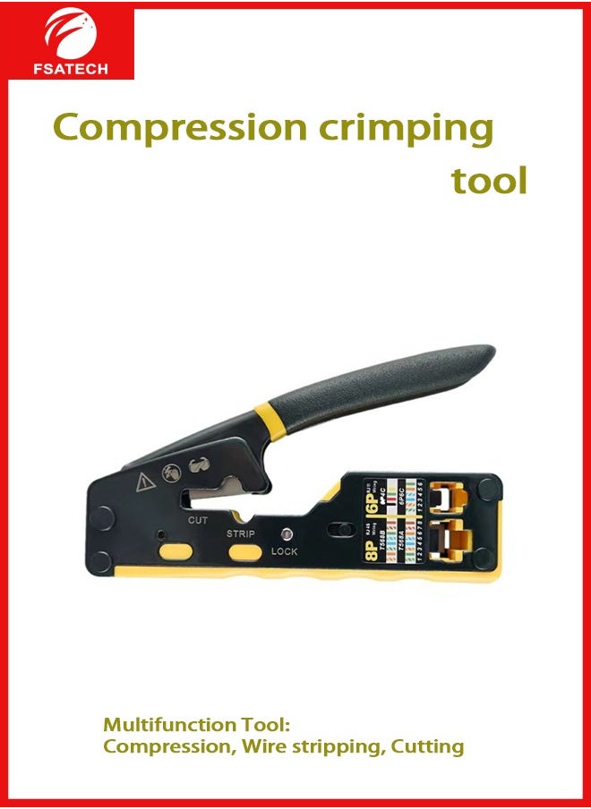 FSATECH - Network Cable Crimping Tool .6 Modular Crimping Device Wire Stripper Ethernet Cable Connection Tool - Image 1