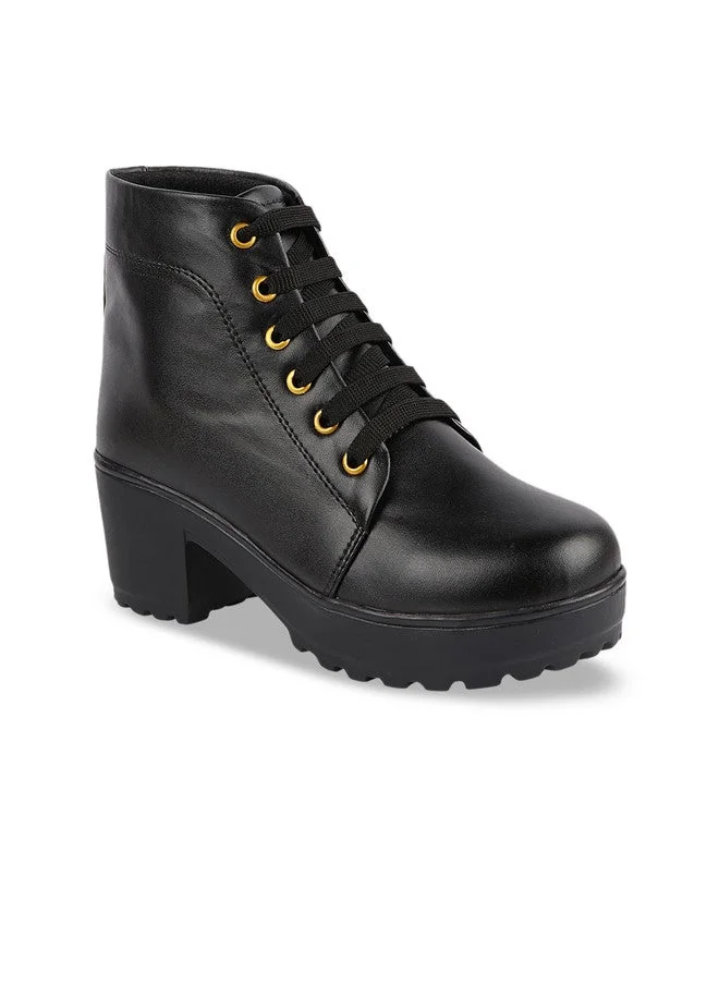 شوتوبيا Shoetopia Womens/Girls Platform Heeled Classic Solid Boots