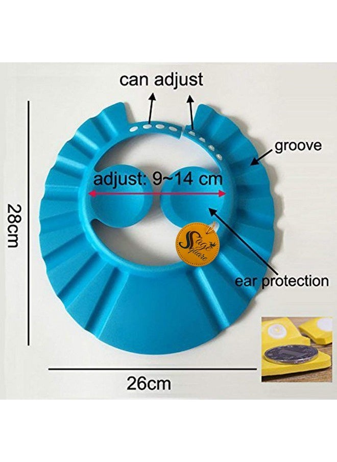 Sage Square New Adjustable Design Safe Soft Bathing Baby Shower Cap With Ear Protector (Blue Pink & Yellow) (Pack Of 3 )  - Image 3