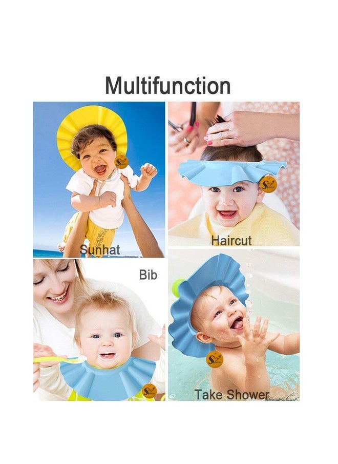 Sage Square New Adjustable Design Safe Soft Bathing Baby Shower Cap With Ear Protector (Blue Pink & Yellow) (Pack Of 3 )  - Image 4