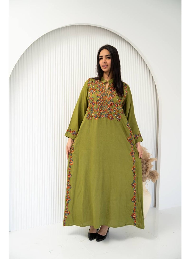 Brides Traditional embroidered cotton jalabiya - Image 1