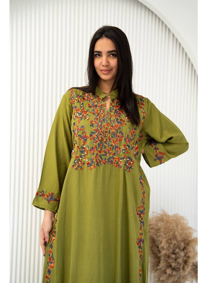 Brides Traditional embroidered cotton jalabiya - Image 2