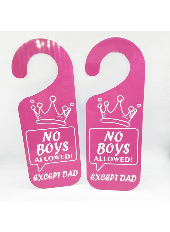 Besttile Girls Only No Boys Allowed Door Hanger Sign 3.5x9.5 Inch Girl Cave Sign for Nursery Toddler Room Decorations,2 Pcs - Image 1