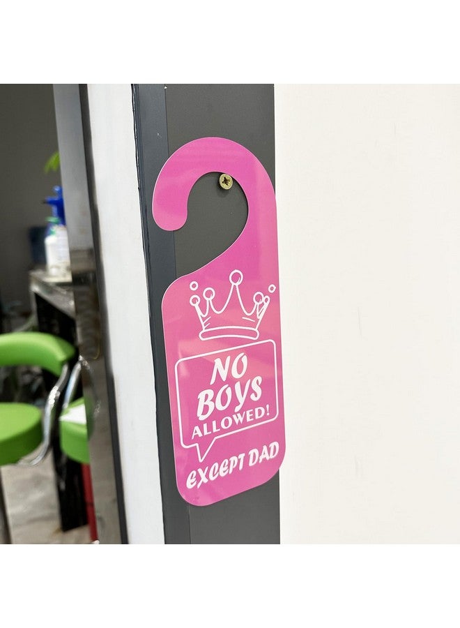 Besttile Girls Only No Boys Allowed Door Hanger Sign 3.5x9.5 Inch Girl Cave Sign for Nursery Toddler Room Decorations,2 Pcs - Image 2