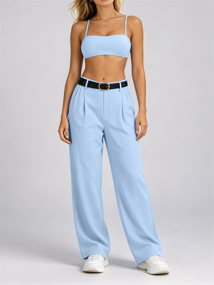 Gym Tracksuit Yoga Set 2 Pieces Workout Outfits Fitness Sportswear Wide Leg Pant Sports Bra Athletic Wear Women Clothes - Image 1