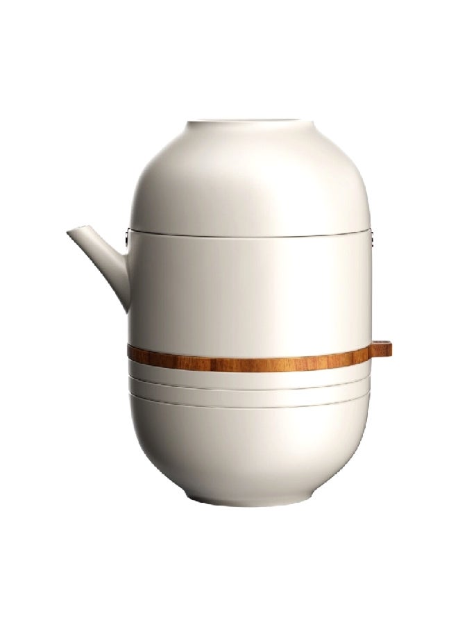 8-Piece Elegant and Compact Play Tea Set Cream and Brown 42.5 x 23.8 x 22.8 cm BGMP-12003-BK/CR/OR/BL