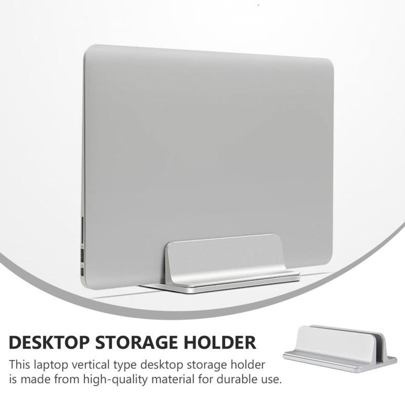 Silver Aluminum Laptop Stand Vertical Holder for MacBook Notebook Cooling Storage - Image 4