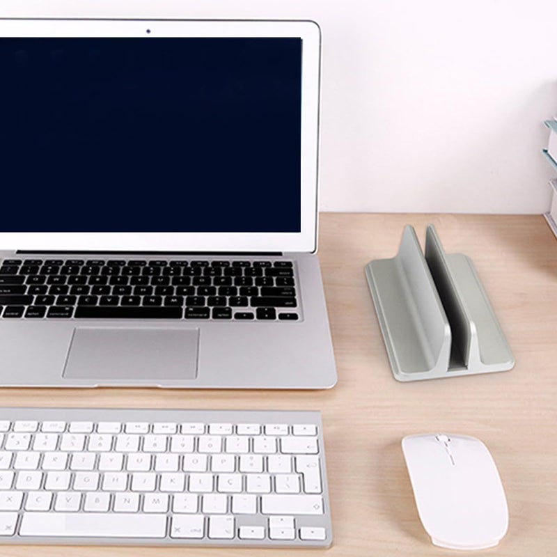 Silver Aluminum Laptop Stand Vertical Holder for MacBook Notebook Cooling Storage - Image 5