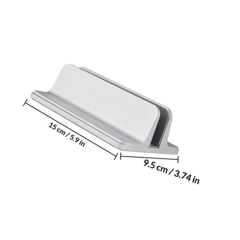Silver Aluminum Laptop Stand Vertical Holder for MacBook Notebook Cooling Storage - Image 3