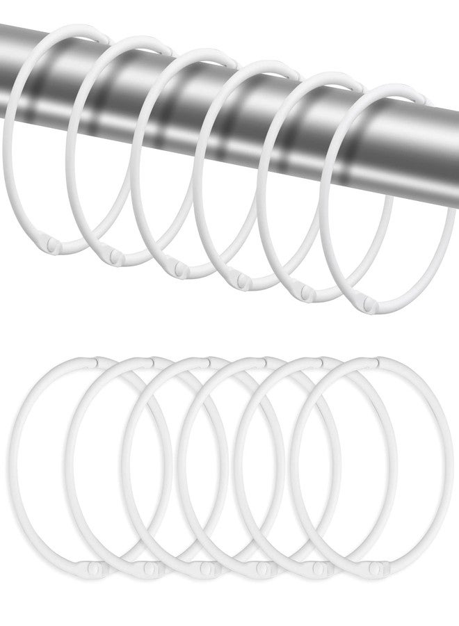 TCMAO 24 Pack Shower Curtain Rings, Rustproof Decorative Shower Curtain Hooks Metal Round Shower Ring Hooks for Bathroom Shower Rod (A-White) - Image 1