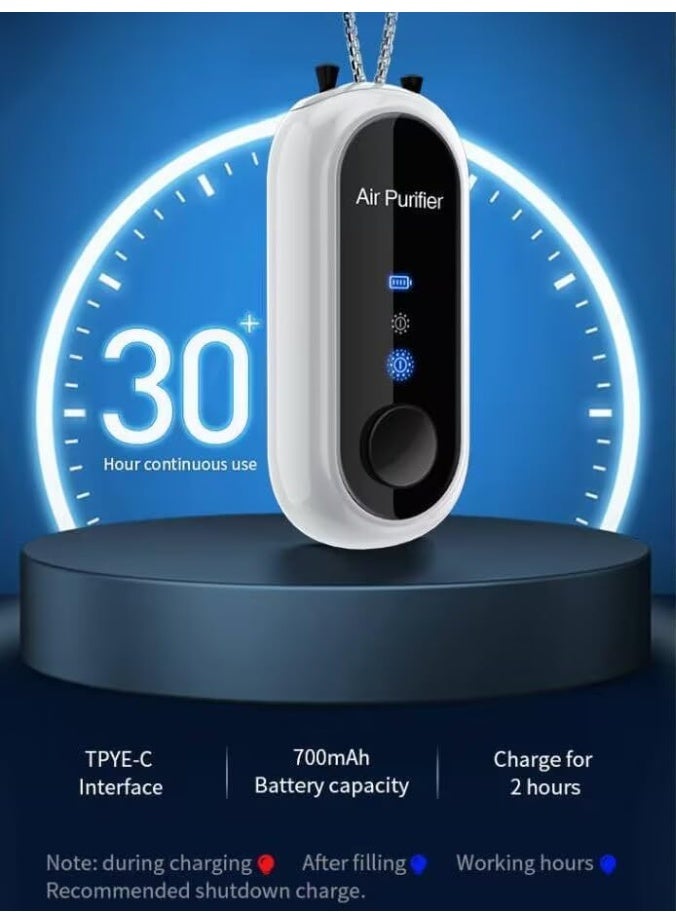 عربست قلادة تنقية الهواء المحمولة، أجهزة تنقية هواء شخصية صغيرة، خالية من الكهرباء الساكنة، جهاز تأيين قابل لإعادة الشحن، مناسبة لغرفة النوم والسيارة والطائرة، جهاز تأيين هواء صغير محمول، قلادة تنقية هواء قابلة للارتداء. - Image 3