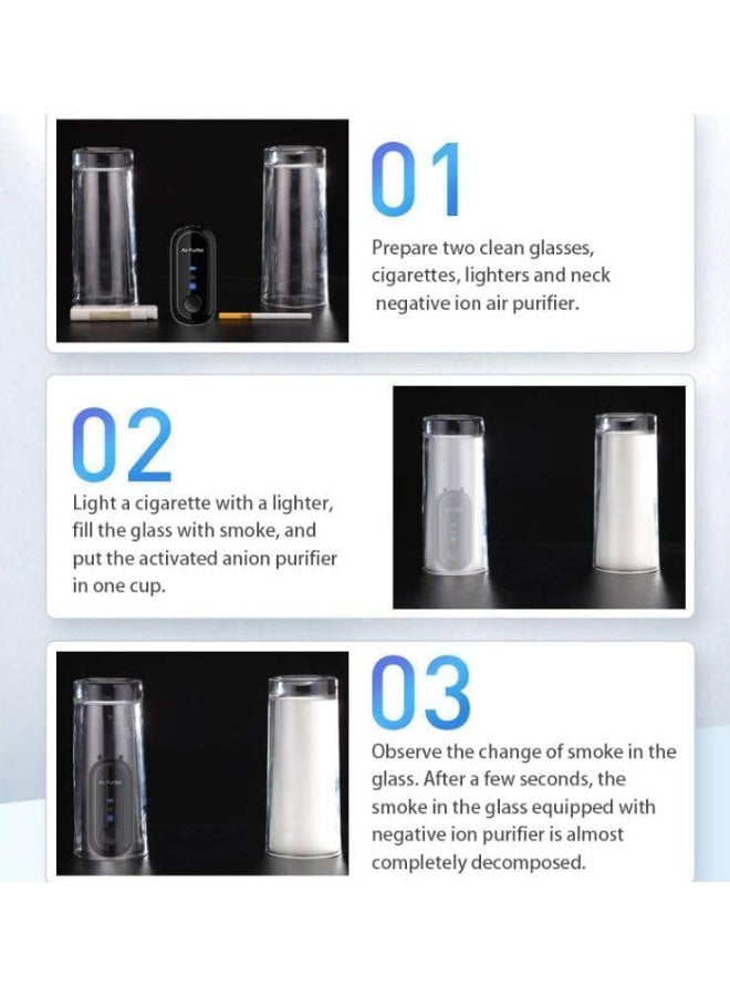 عربست قلادة تنقية الهواء المحمولة، أجهزة تنقية هواء شخصية صغيرة، خالية من الكهرباء الساكنة، جهاز تأيين قابل لإعادة الشحن، مناسبة لغرفة النوم والسيارة والطائرة، جهاز تأيين هواء صغير محمول، قلادة تنقية هواء قابلة للارتداء. - Image 2