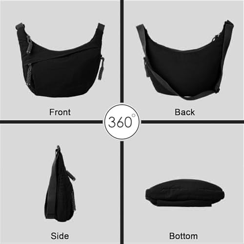 Lyrovo Travel Crossbody Crescent Bags for Women Over Shoulder Purse with Zipper Half Moon Sling Bag & Waist Bag Unisex Chest Bag (Navy blue) - Image 4