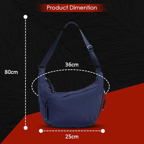 Lyrovo Travel Crossbody Crescent Bags for Women Over Shoulder Purse with Zipper Half Moon Sling Bag & Waist Bag Unisex Chest Bag (Navy blue) - Image 2