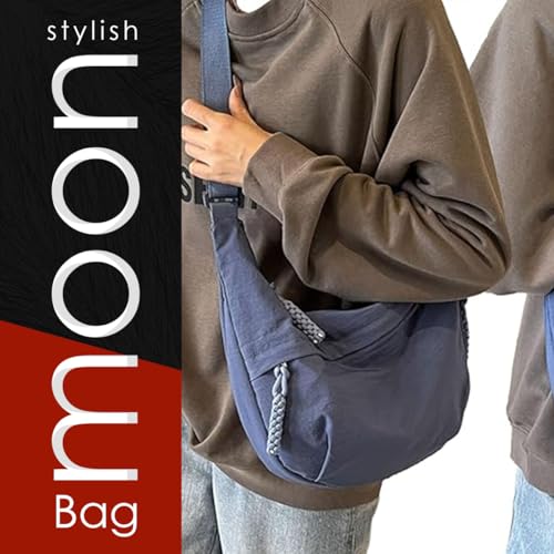 Lyrovo Travel Crossbody Crescent Bags for Women Over Shoulder Purse with Zipper Half Moon Sling Bag & Waist Bag Unisex Chest Bag (Navy blue) - Image 3