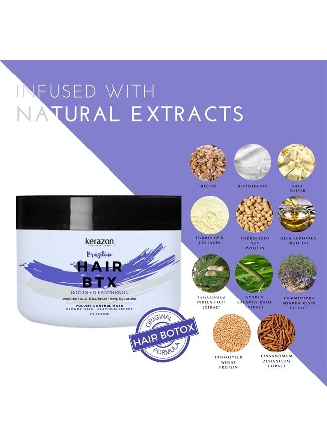 KERAZON Blonde Brazilian Hair Botox Treatment Purple Mask Platinum Effect & Silver Hair Providing Smoothing, Deep Hydration, Anti-Brass, Shine, Softness, Volume & Frizz Control. Packaging may vary.  - Image 4