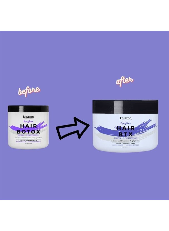 KERAZON Blonde Brazilian Hair Botox Treatment Purple Mask Platinum Effect & Silver Hair Providing Smoothing, Deep Hydration, Anti-Brass, Shine, Softness, Volume & Frizz Control. Packaging may vary.  - Image 3