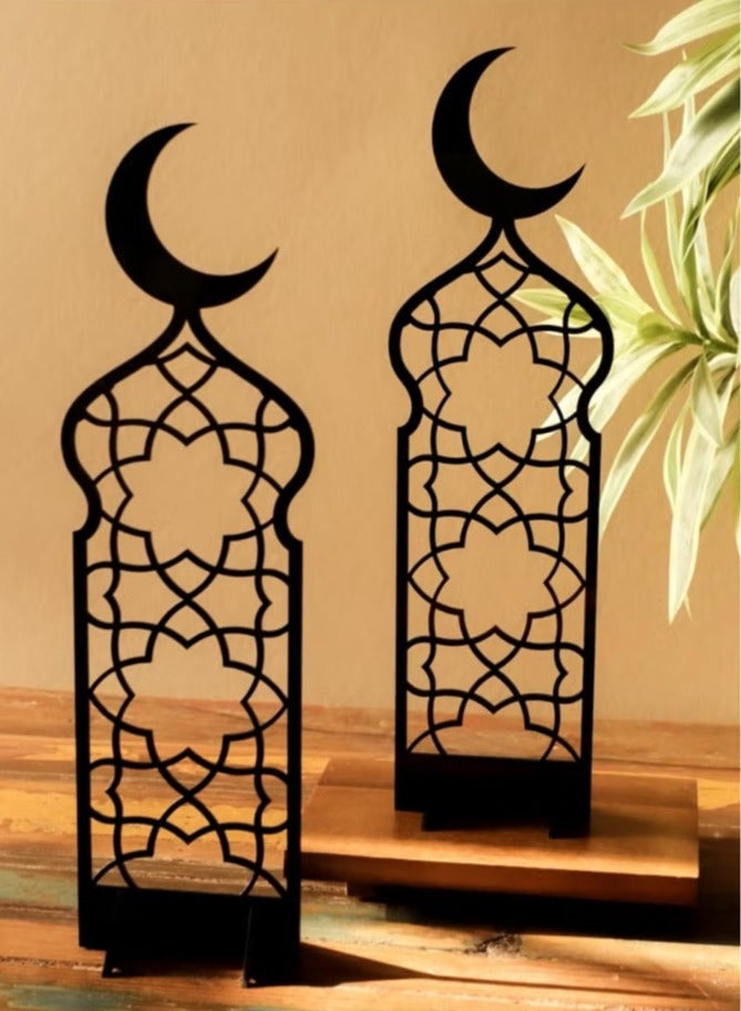 تيوكس مجموعة من حاملين أكريليك للديكور على شكل هلال رمضان بنقوش إسلامية - Image 1