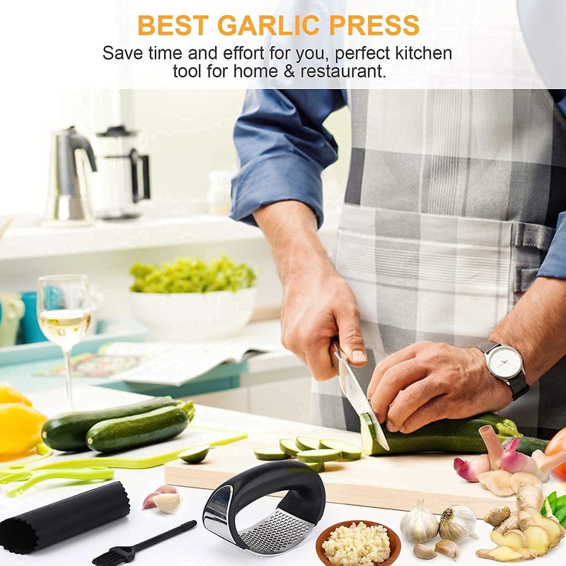 Tarni Stainless Steel Garlic Presser Garlic Press Crusher for Kitchen Garlic Crusher for Kitchen Ginger Presser for Kitchen Silver Black - Image 5