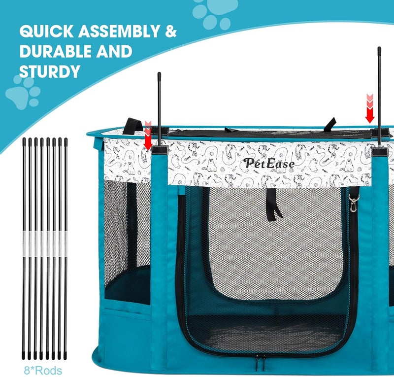 PetEase Portable Cat Playpen Dog Crate, Foldable Pet Cage for Rabbit Puppy Hamster, Indoor/Outdoor Cats Enclosure Cages Tent - Image 5