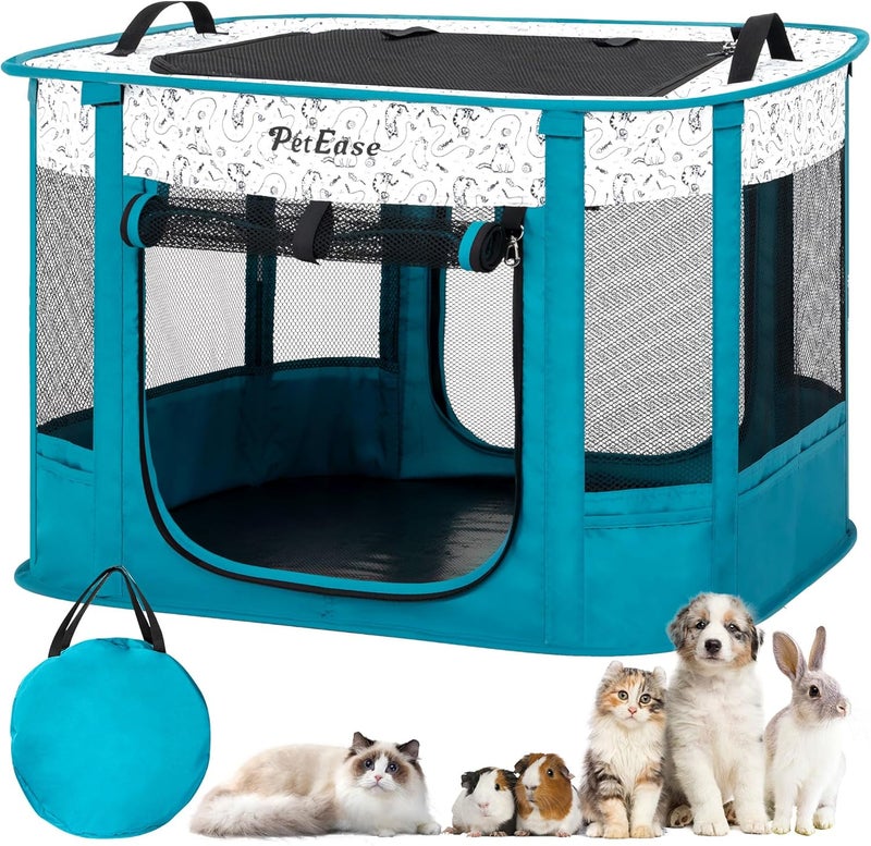 PetEase Portable Cat Playpen Dog Crate, Foldable Pet Cage for Rabbit Puppy Hamster, Indoor/Outdoor Cats Enclosure Cages Tent - Image 1