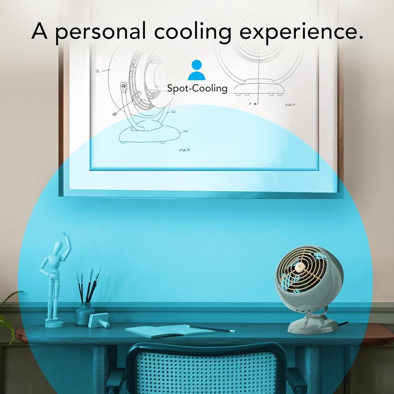 Vornado مروحة VFAN™ ميني، مروحة كلاسيكية عتيقة، مروحة هواء معدنية عتيقة، للمكتب وجانب السرير، سرعتان، ميل قابل للتعديل، تبريد شخصي مع تدفق هواء مستهدف، مروحة هادئة، خضراء - Image 4