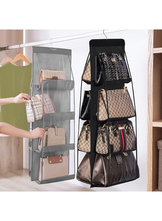 8 Pocket Handbag Hanger Organizer, Hanging Handbag Storage Organizer for Closet, Oxford Cloth for Family Bedroom, Foldable Universal Size by Lyrex, Black - Image 3