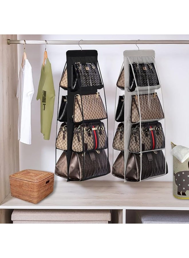 8 Pocket Handbag Hanger Organizer, Hanging Handbag Storage Organizer for Closet, Oxford Cloth for Family Bedroom, Foldable Universal Size by Lyrex, Black - Image 4