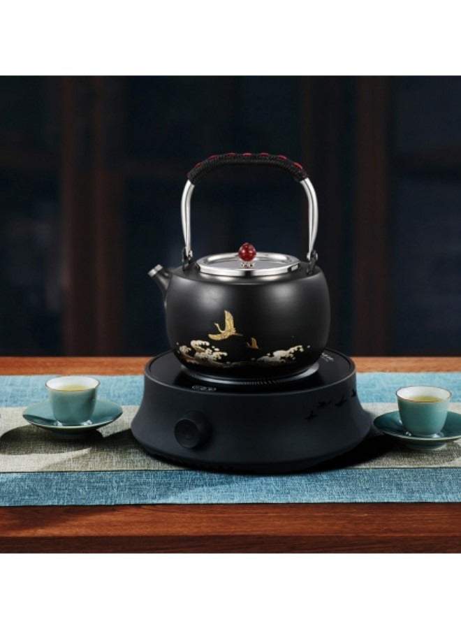 GGEROU Electric Coffee Pot Warmer with 900ml Teapot,Electric Teapot Stove, 800W Electric Ceramic Stove Hot Plate, Black - Image 3