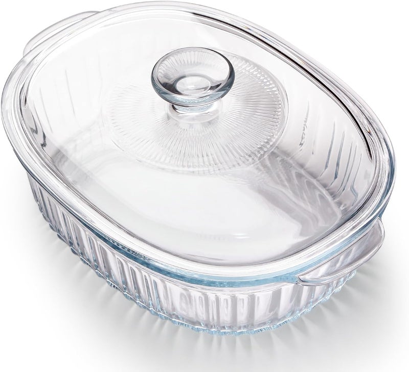 NUTRIUPS Glass Casserole Dish with Glass Lid, Borosilicate Glass,Casserole Dish for Oven, Baking Dish with Lid (3QT) - Image 1