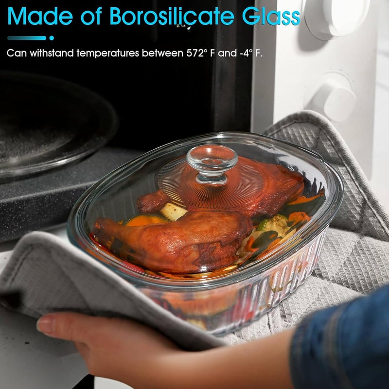 NUTRIUPS Glass Casserole Dish with Glass Lid, Borosilicate Glass,Casserole Dish for Oven, Baking Dish with Lid (3QT) - Image 4