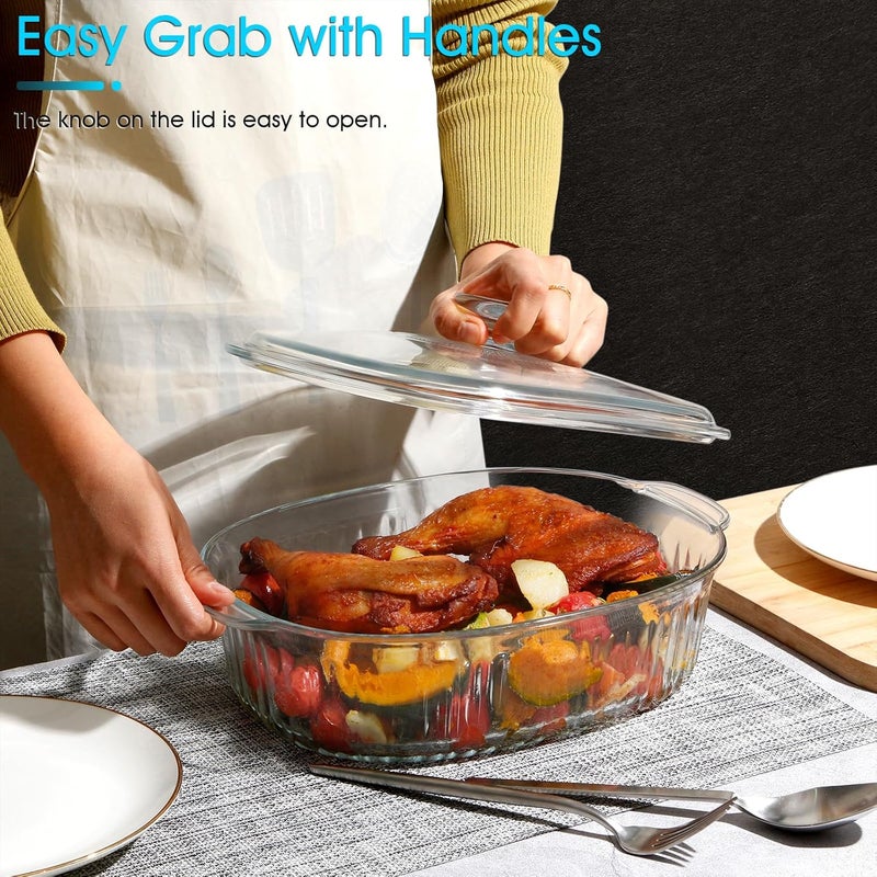 NUTRIUPS Glass Casserole Dish with Glass Lid, Borosilicate Glass,Casserole Dish for Oven, Baking Dish with Lid (3QT) - Image 5