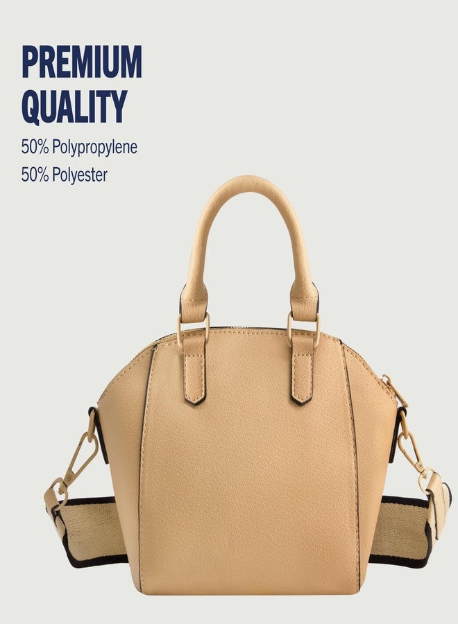 True Religion Women's Satchel Bag, Small Crossbody Purse Handbag with Adjustable Removable Shoulder Strap, Camel - Image 5